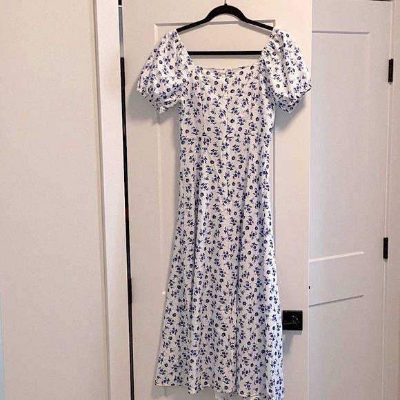 Floral Puff Sleeve Dress with Front Split Size S - Picture 7 of 10